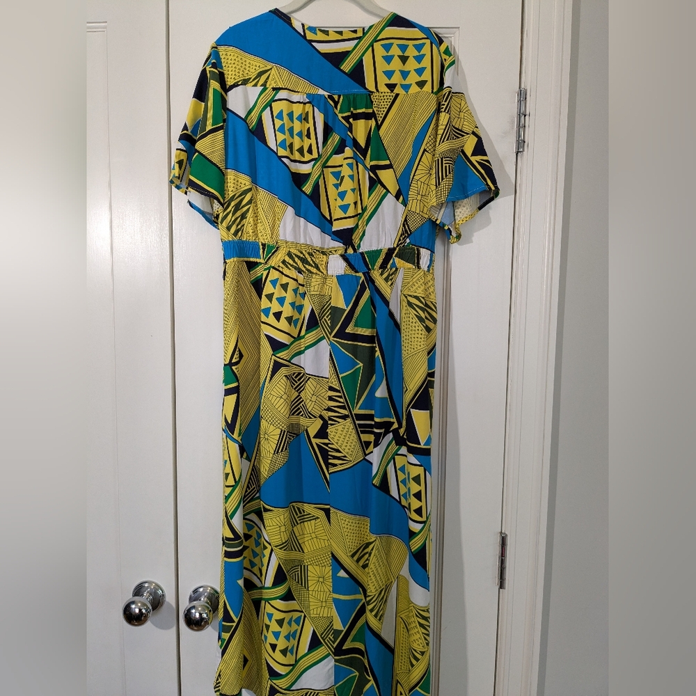 NWT Iman Color Block Open Front - With Tail - Yellow, Black, Blue Sz L - Picture 13 of 15